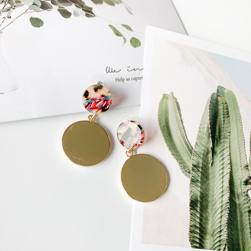 Disc Drop Earrings Tortoise